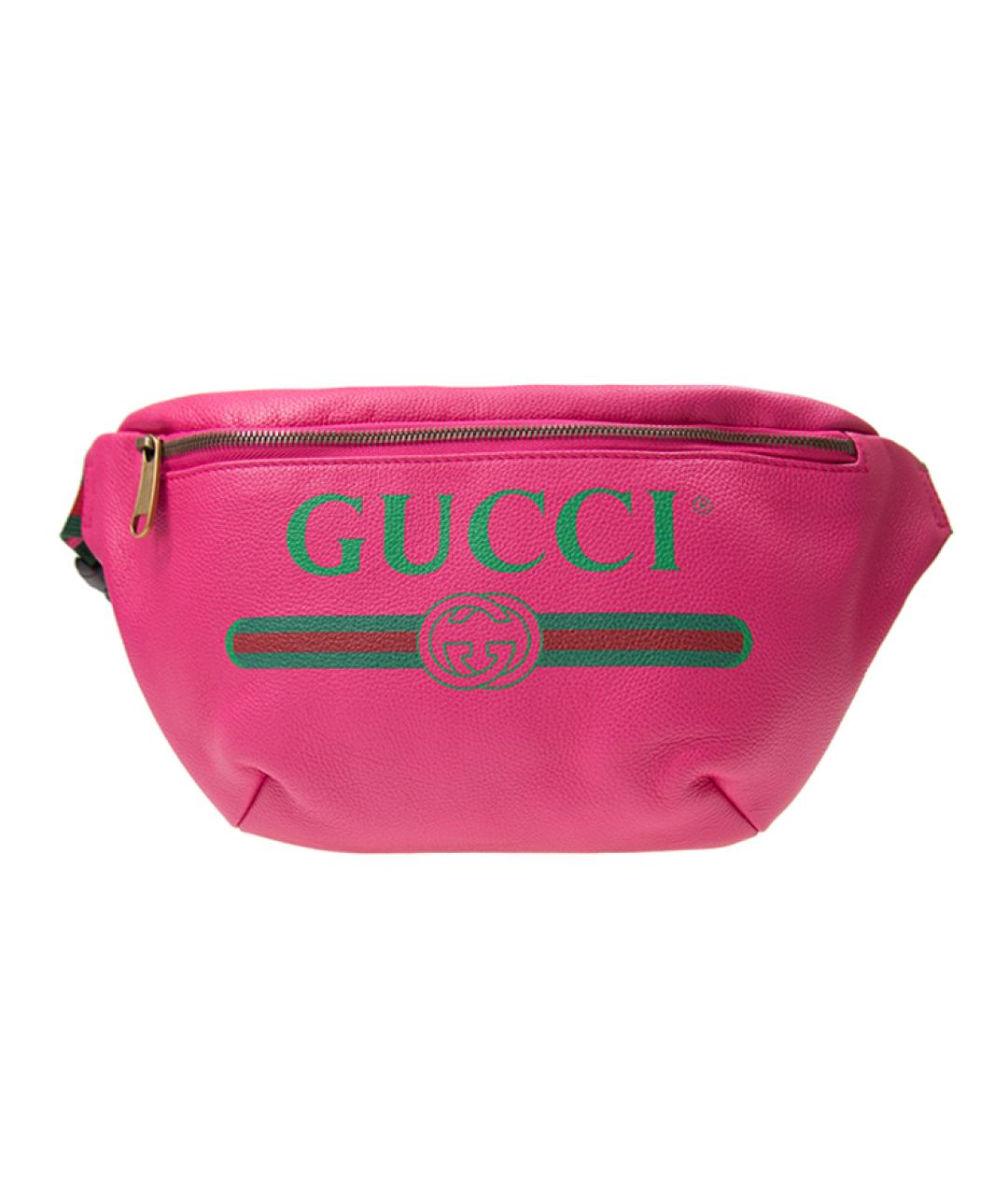 GUCCI Фуксия кожаная поясная сумка, фото 1