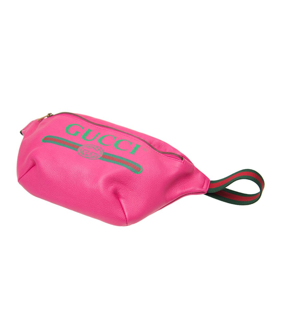 GUCCI Фуксия кожаная поясная сумка, фото 4