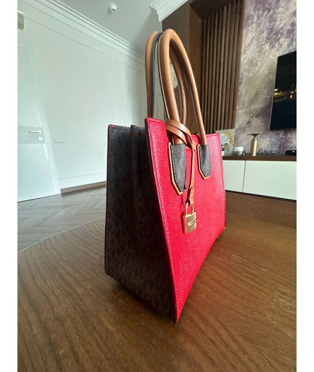 MICHAEL KORS Красная кожаная сумка тоут, фото 2