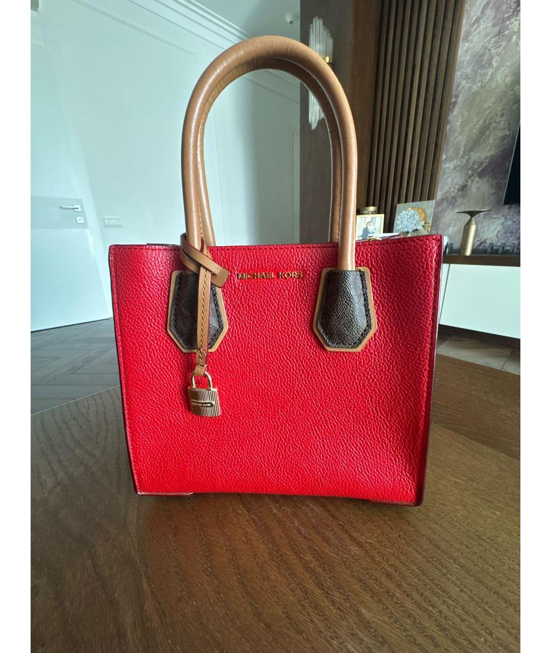 MICHAEL KORS Красная кожаная сумка тоут, фото 5