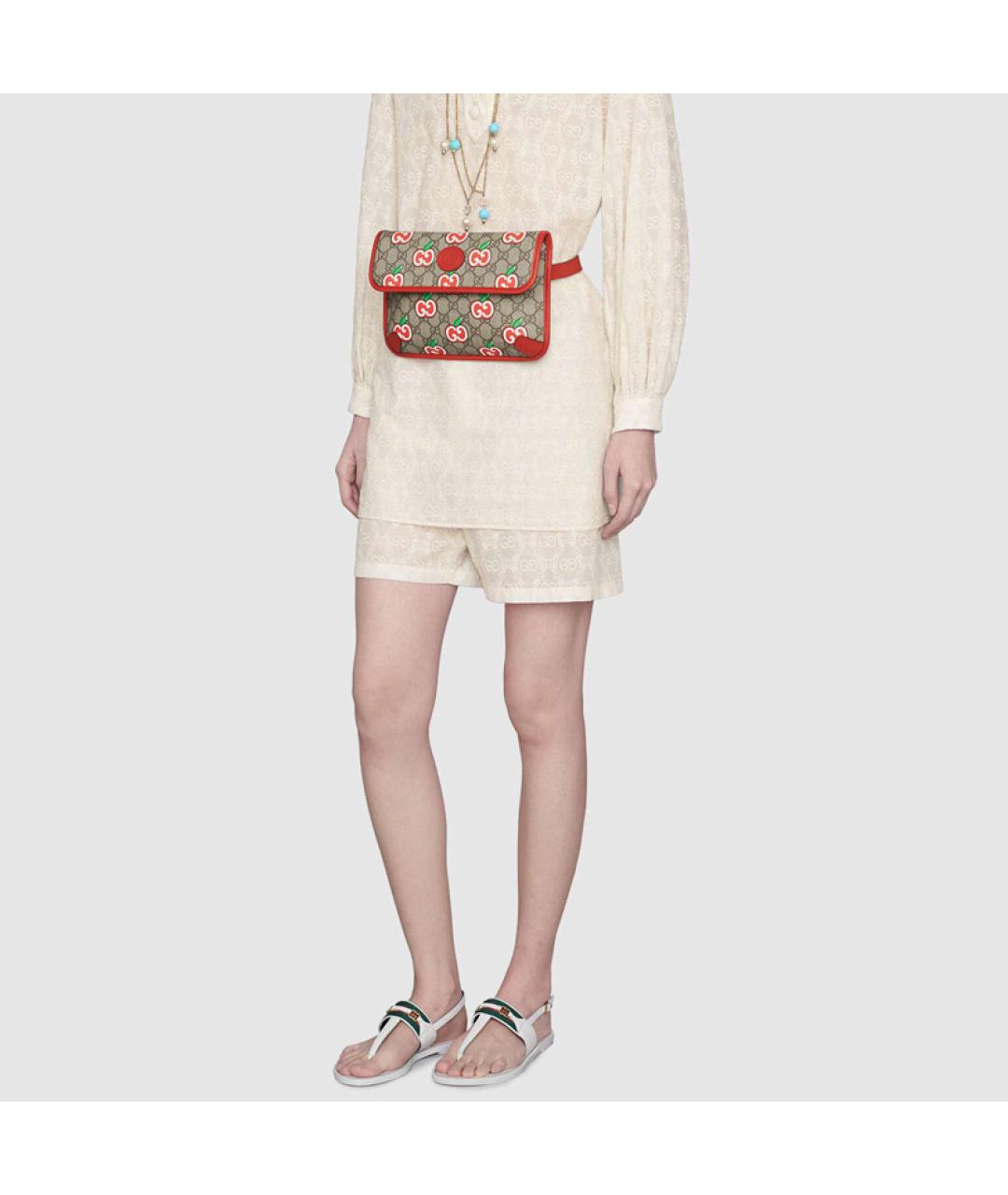 GUCCI Бежевая хлопковая поясная сумка, фото 8