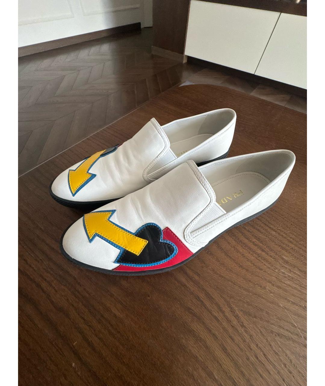 PRADA Белые кожаные мокасины, фото 6
