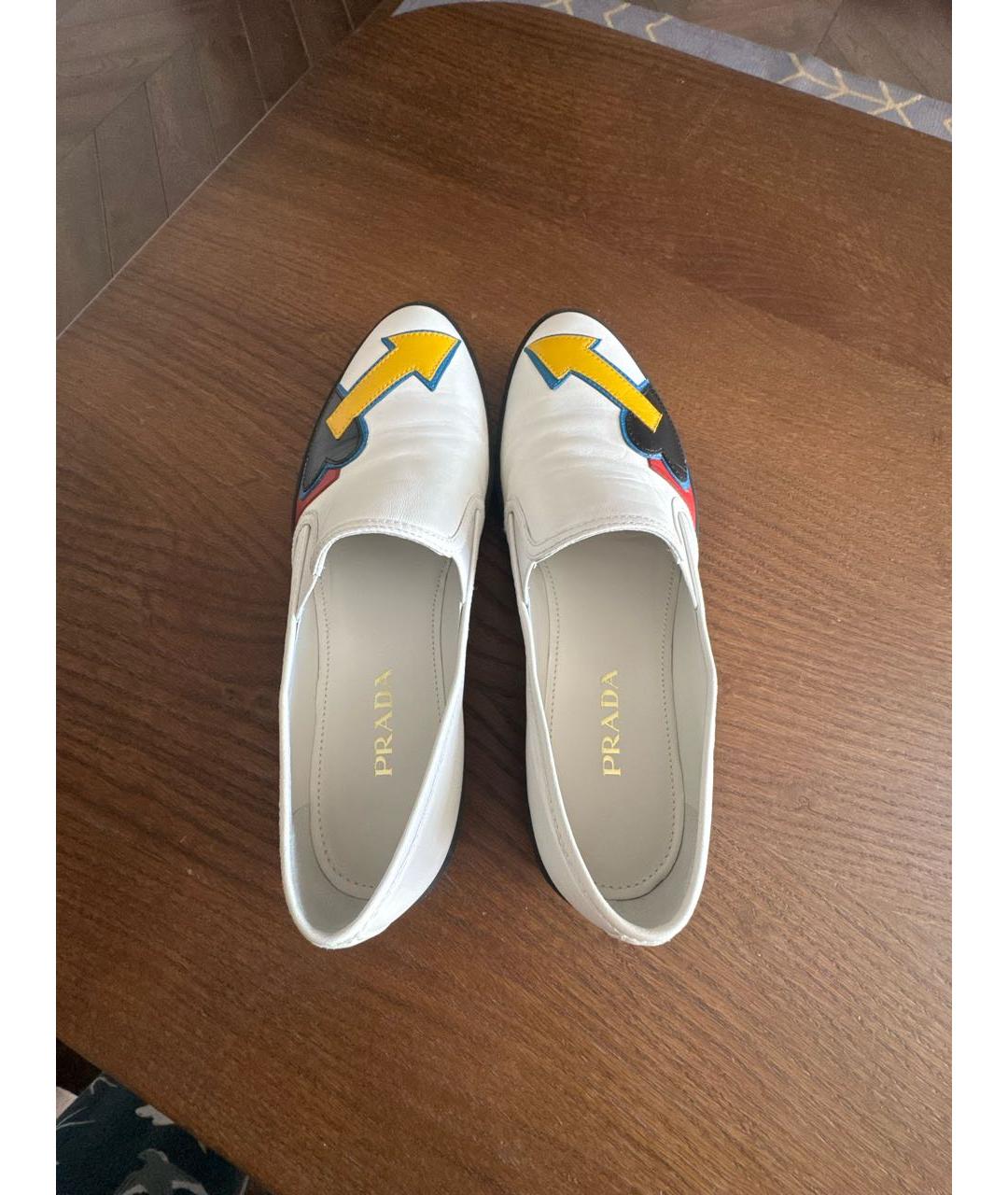 PRADA Белые кожаные мокасины, фото 3