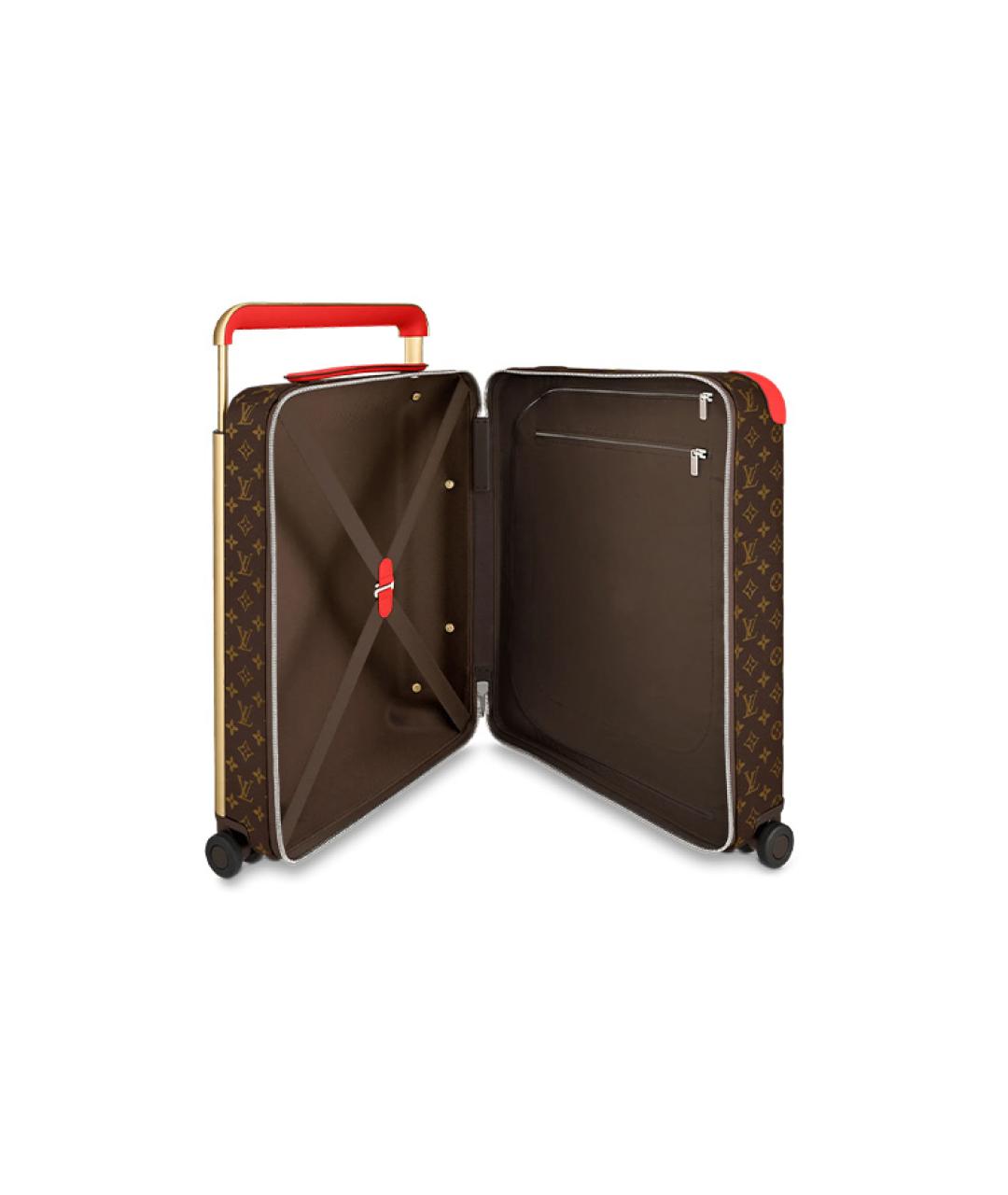 LOUIS VUITTON Коричневый кожаный чемодан, фото 4