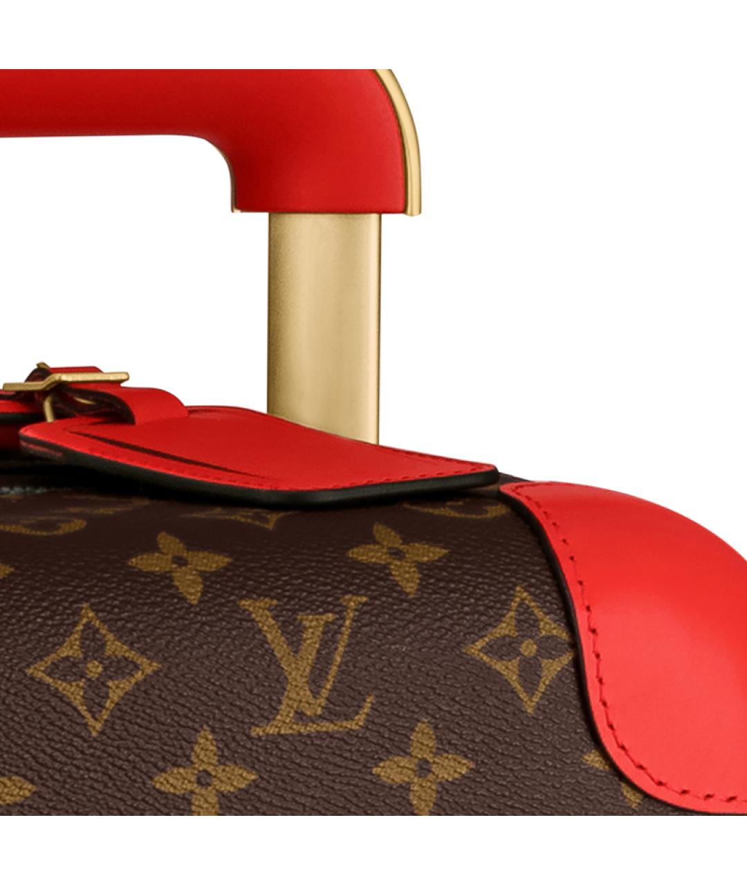 LOUIS VUITTON Коричневый кожаный чемодан, фото 6
