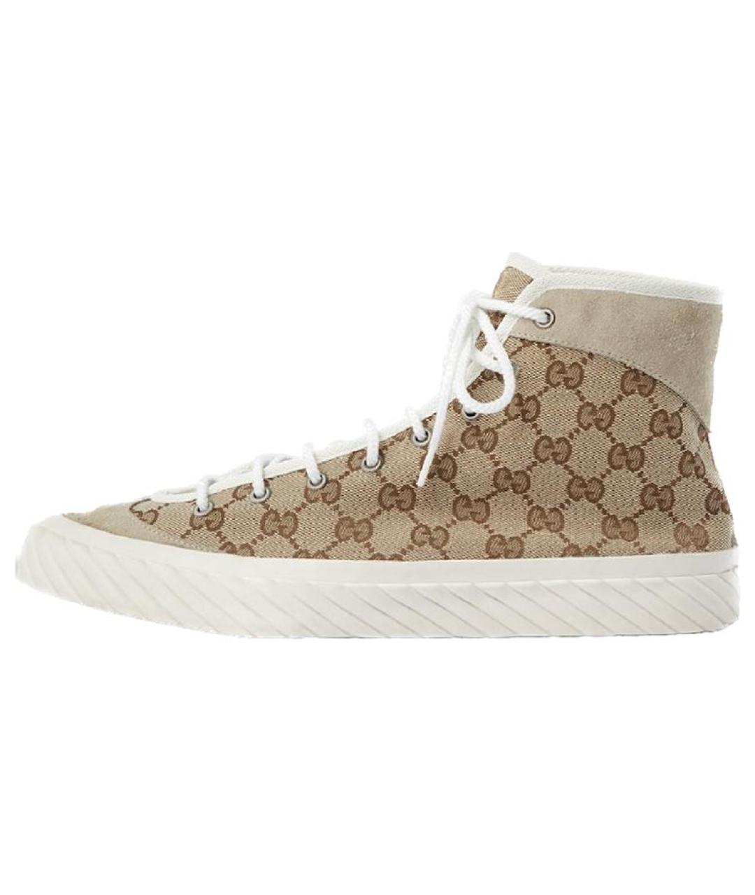 GUCCI Бежевые высокие кроссовки / кеды, фото 2