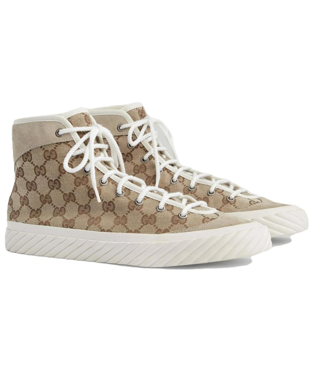 GUCCI Бежевые высокие кроссовки / кеды, фото 3