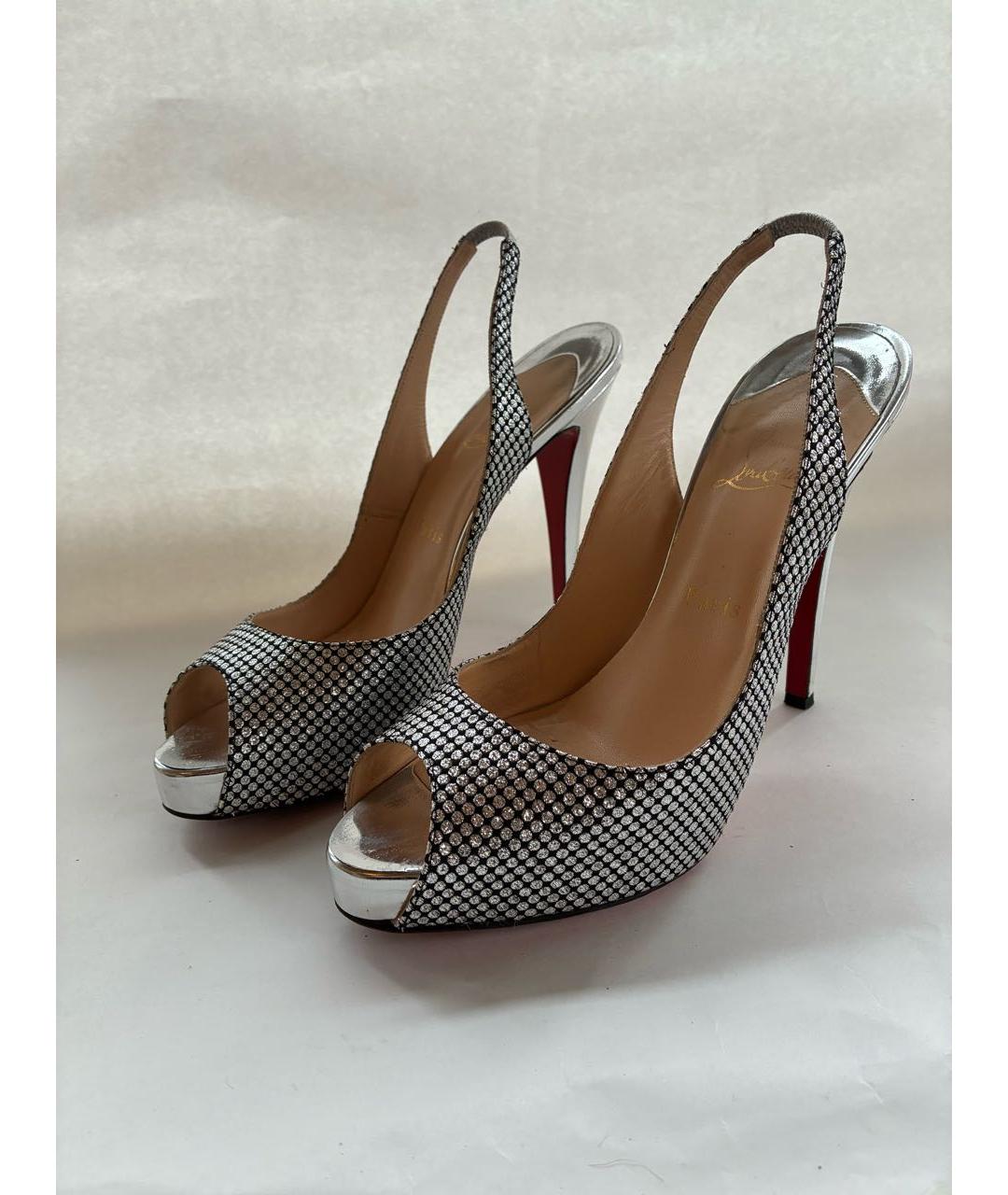 CHRISTIAN LOUBOUTIN Серебряные кожаные туфли, фото 3