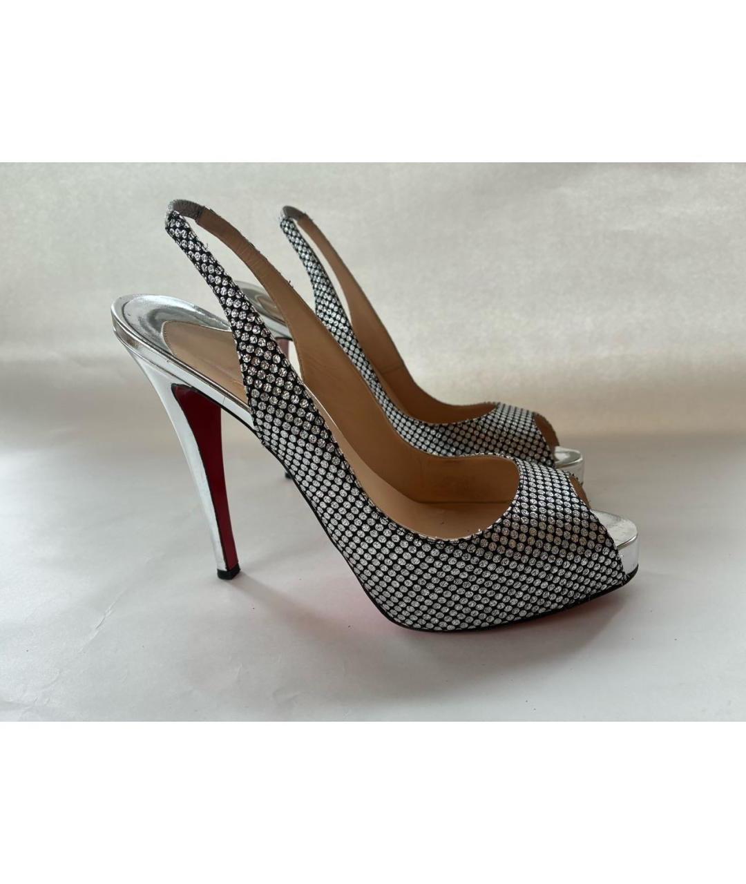 CHRISTIAN LOUBOUTIN Серебряные кожаные туфли, фото 6