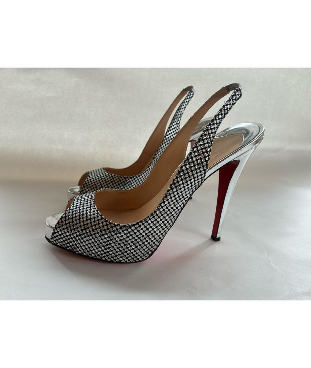 CHRISTIAN LOUBOUTIN Серебряные кожаные туфли, фото 5