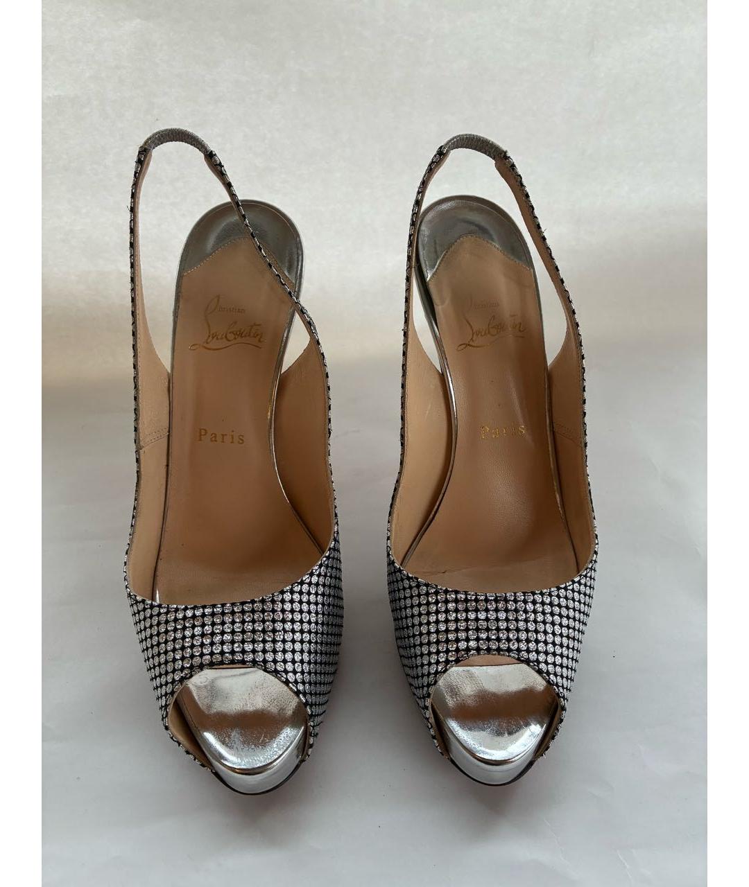 CHRISTIAN LOUBOUTIN Серебряные кожаные туфли, фото 2