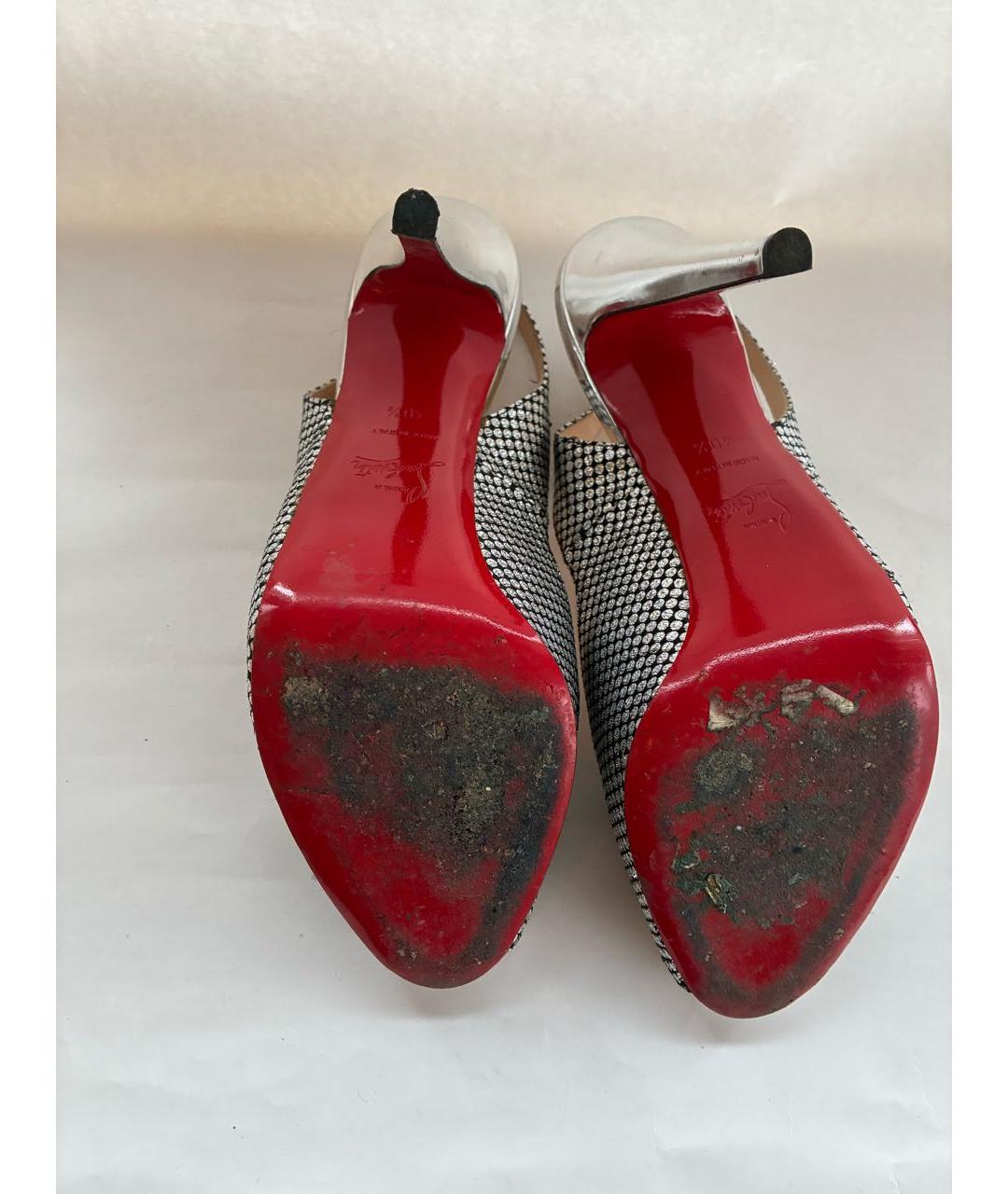 CHRISTIAN LOUBOUTIN Серебряные кожаные туфли, фото 4