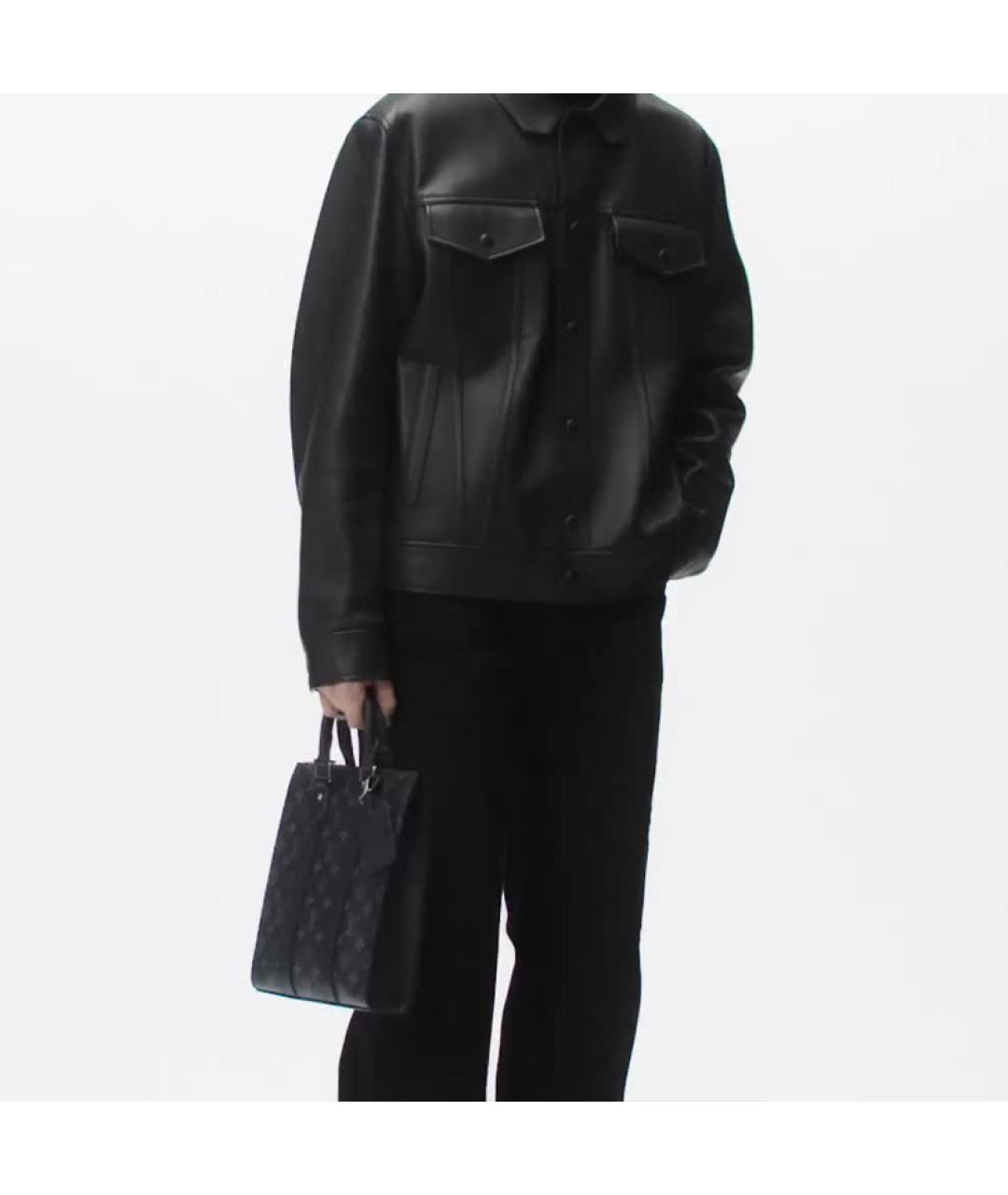 LOUIS VUITTON Черная кожаная сумка на плечо, фото 9