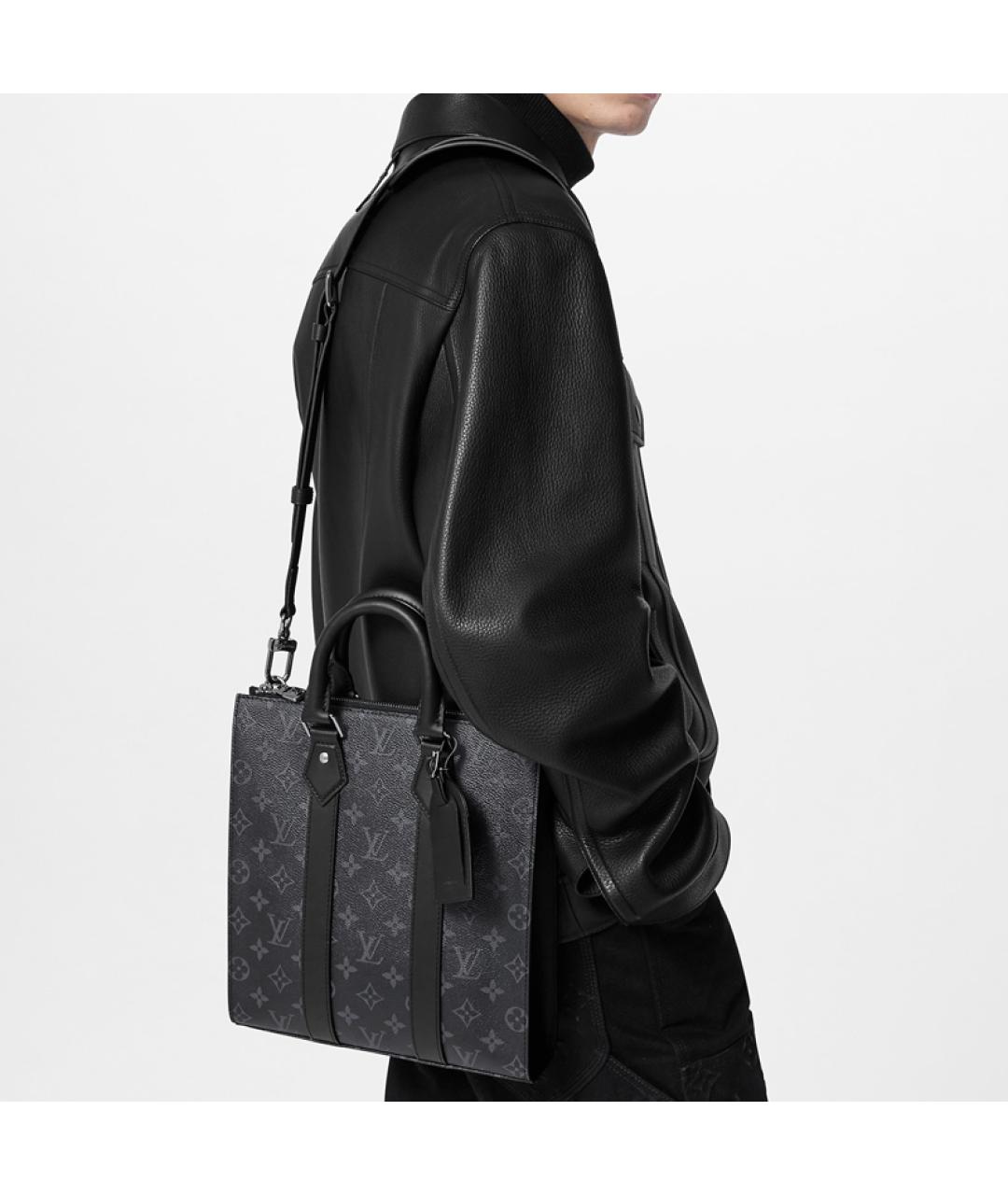 LOUIS VUITTON Черная кожаная сумка на плечо, фото 7