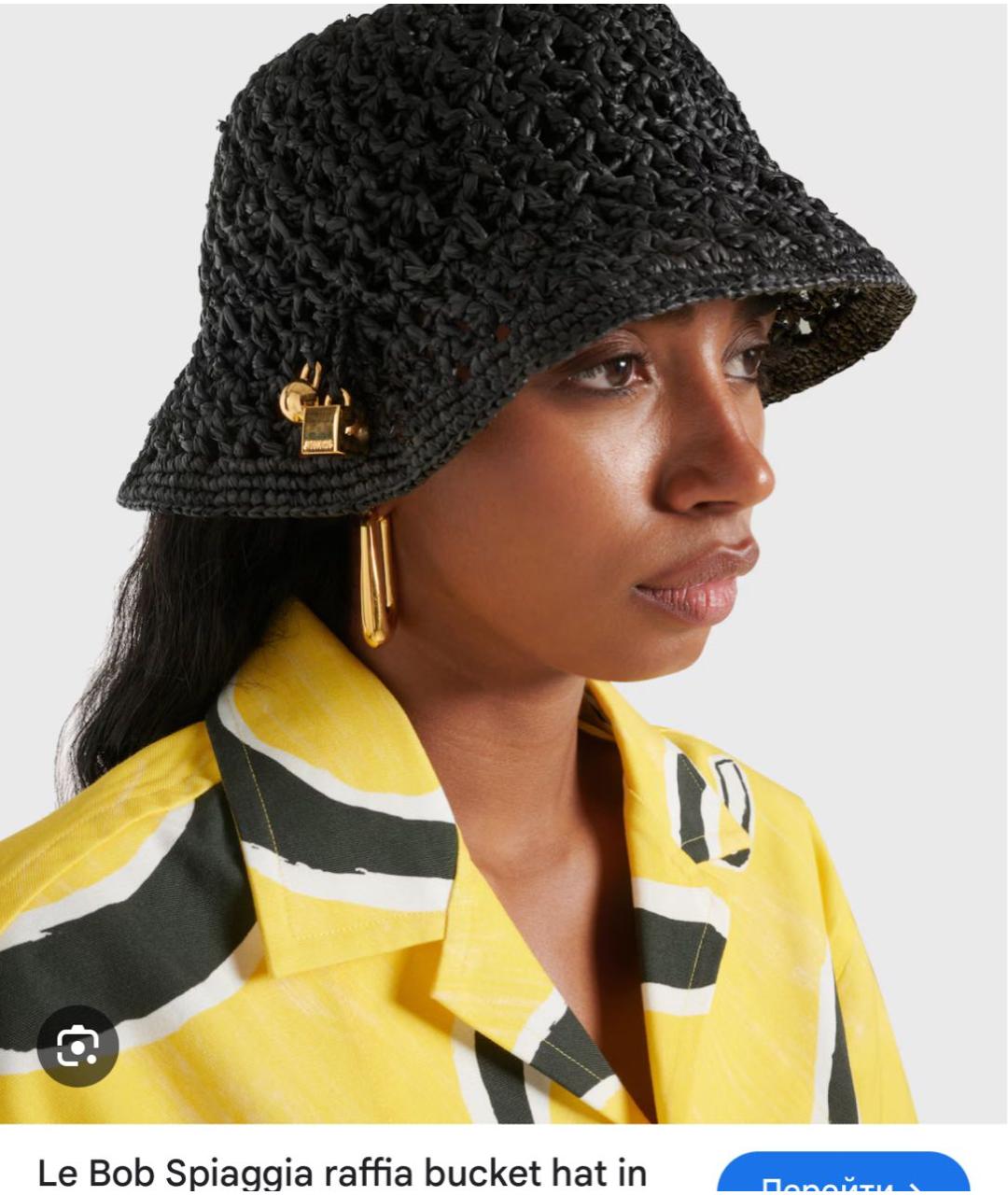 JACQUEMUS Черная соломенная панама, фото 6