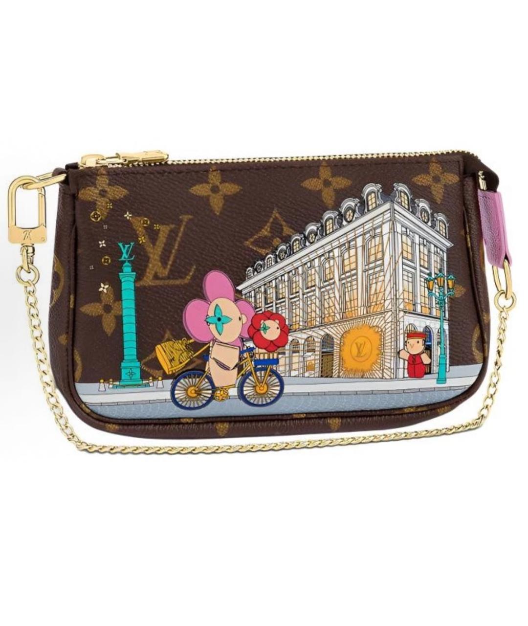 LOUIS VUITTON Коричневая кожаная сумка с короткими ручками, фото 5