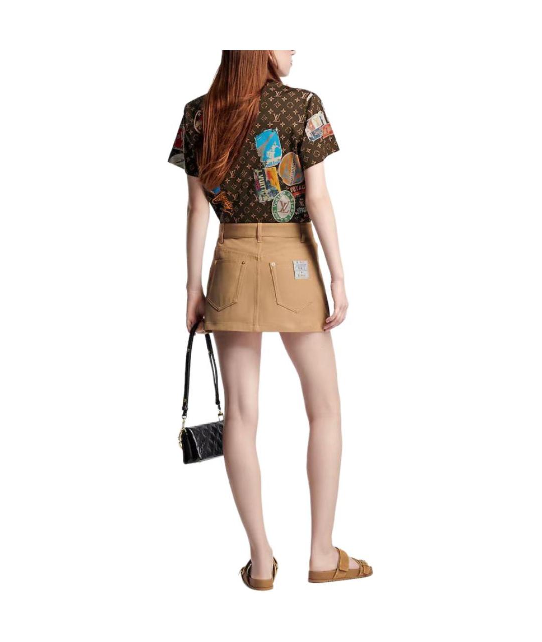 LOUIS VUITTON Коричневая хлопковая футболка, фото 5