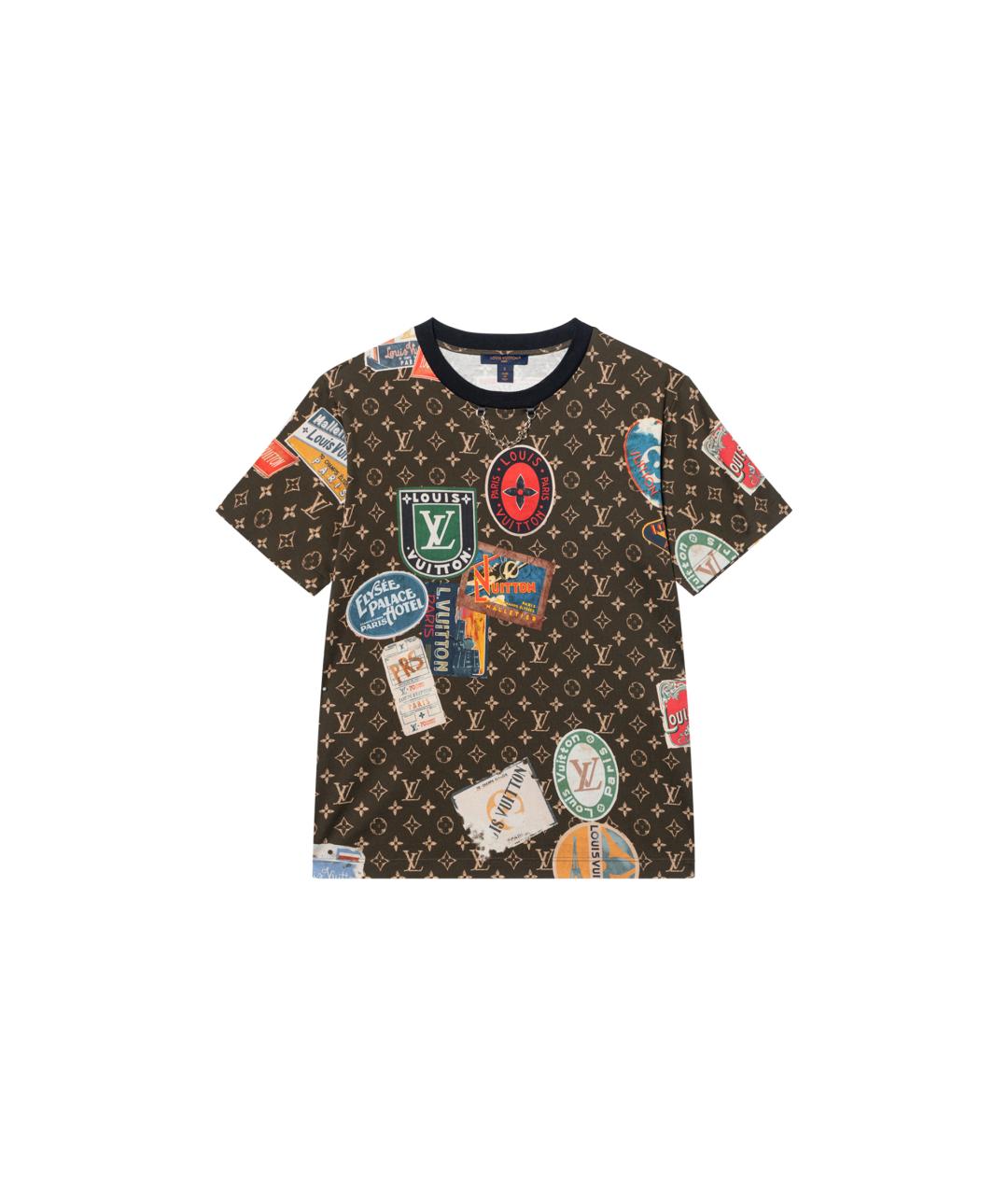 LOUIS VUITTON Коричневая хлопковая футболка, фото 7
