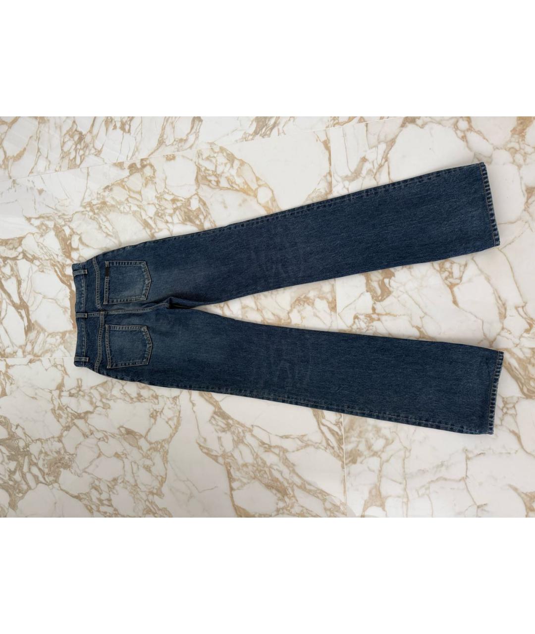 SAINT LAURENT Темно-синие хлопковые прямые джинсы, фото 4