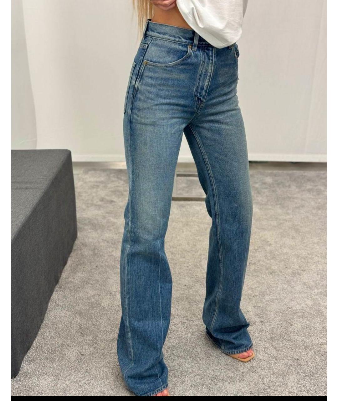 SAINT LAURENT Темно-синие хлопковые прямые джинсы, фото 6