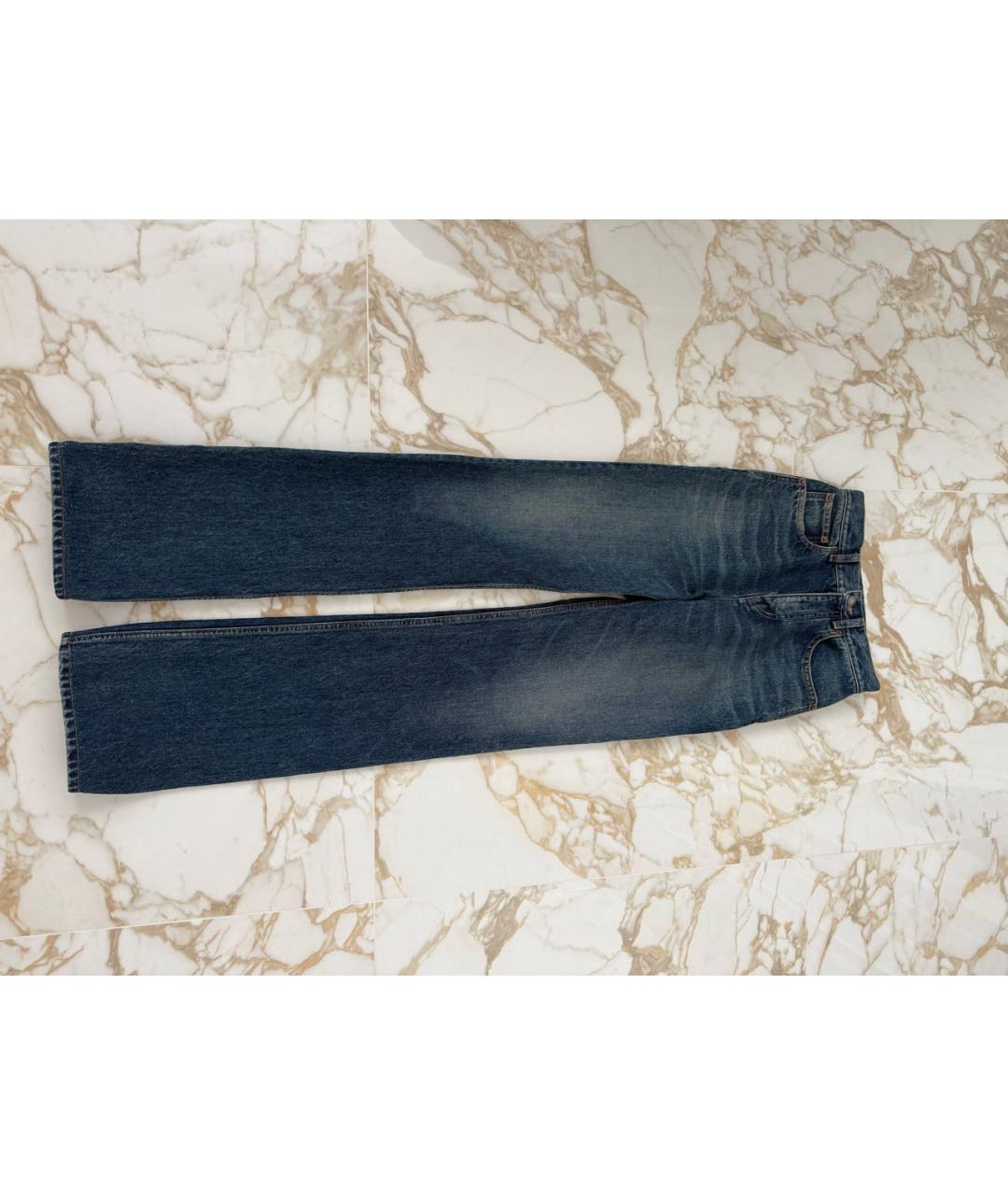 SAINT LAURENT Темно-синие хлопковые прямые джинсы, фото 9
