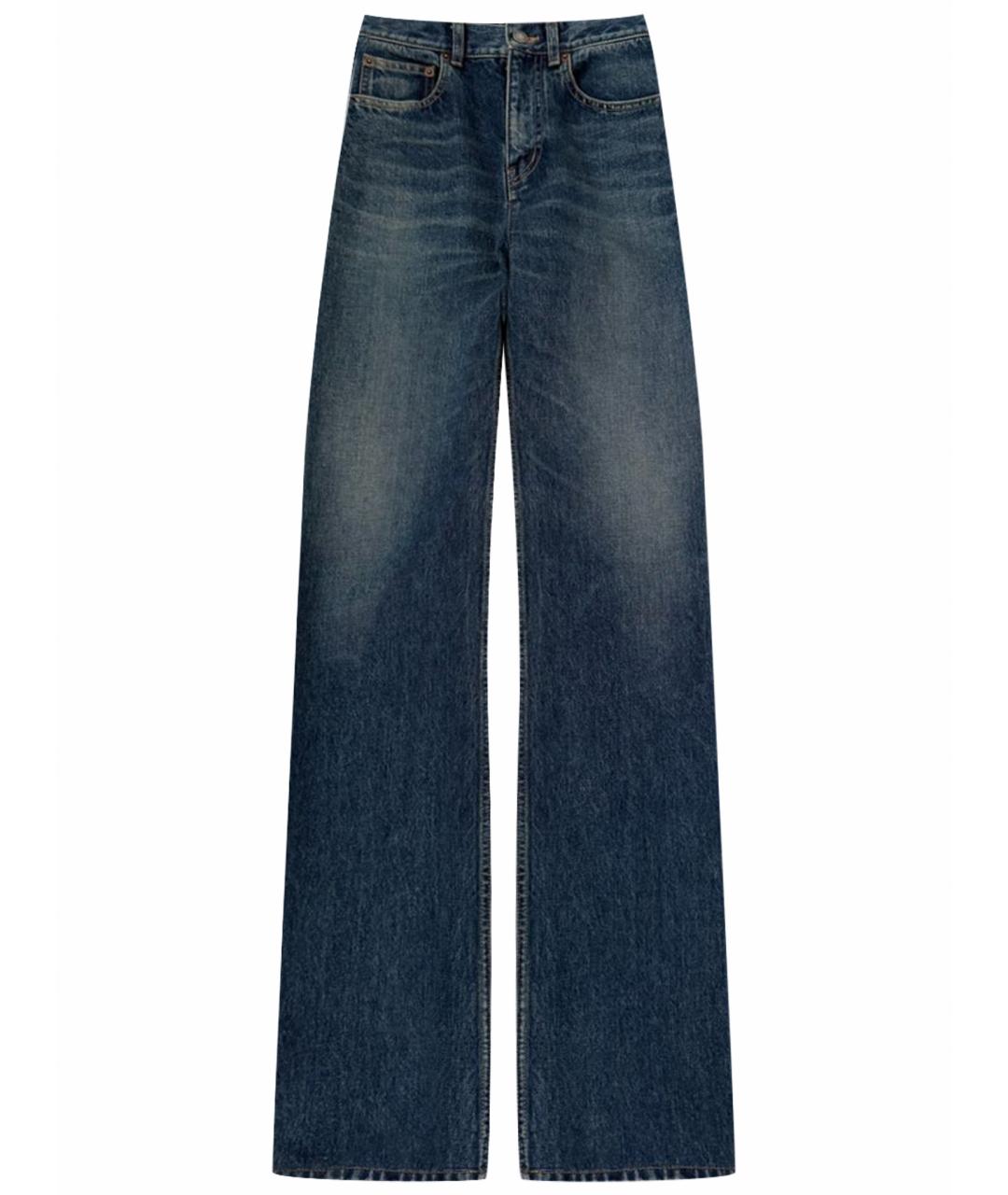 SAINT LAURENT Темно-синие хлопковые прямые джинсы, фото 1
