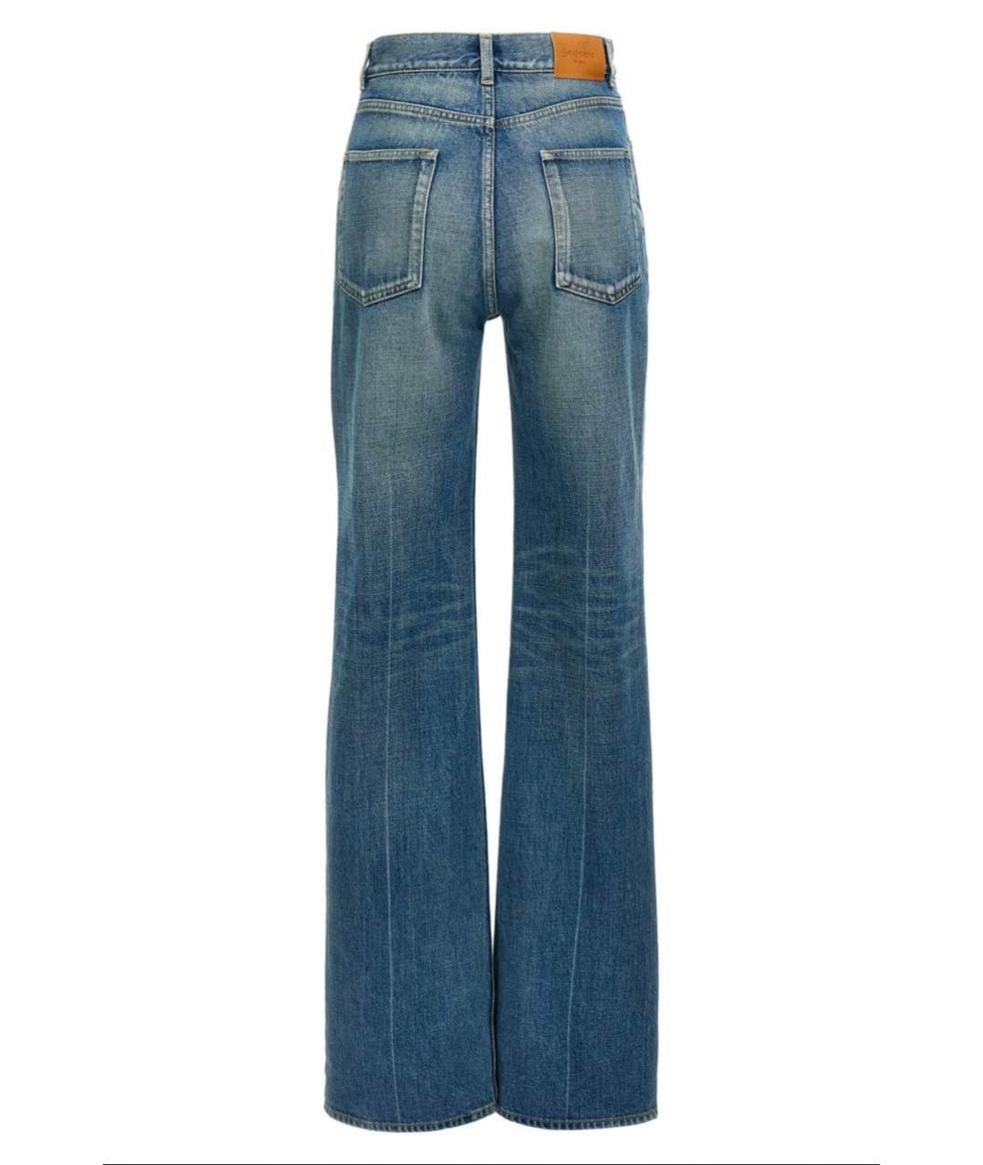 SAINT LAURENT Темно-синие хлопковые прямые джинсы, фото 7