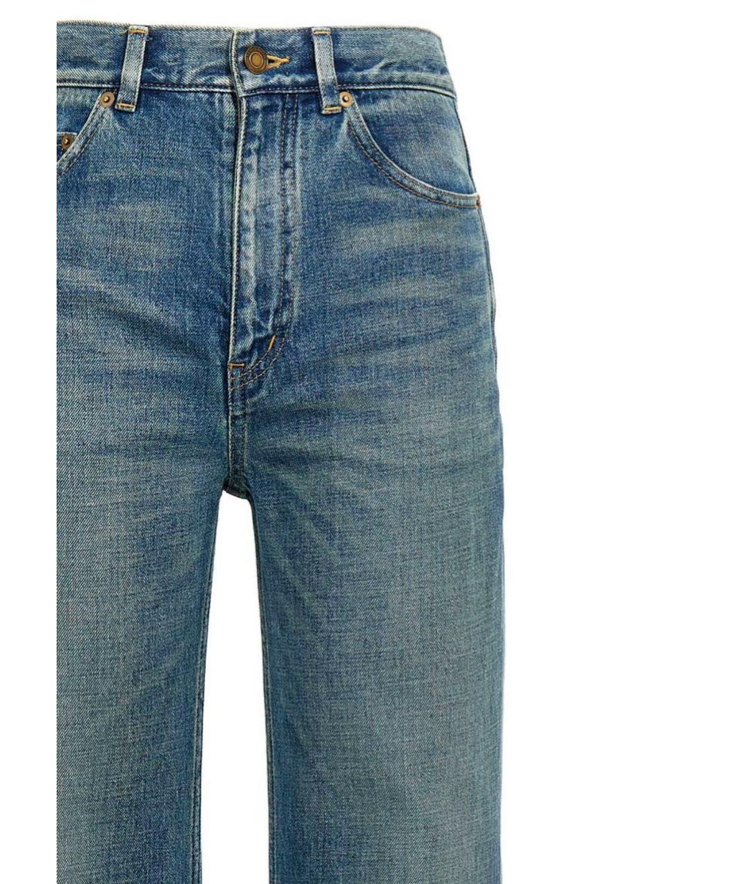 SAINT LAURENT Темно-синие хлопковые прямые джинсы, фото 8