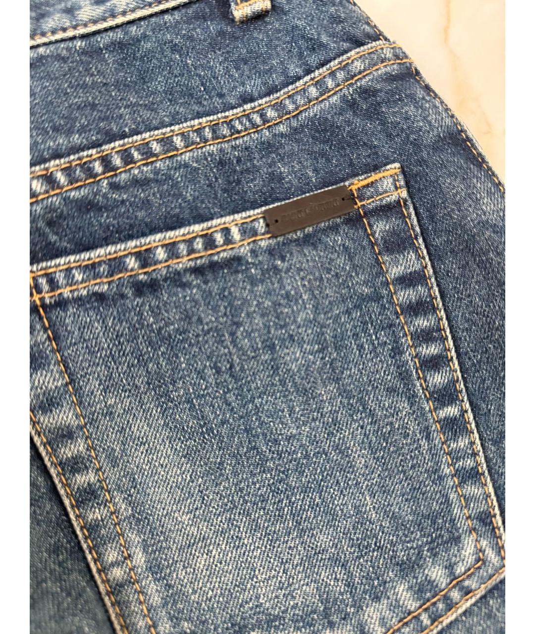 SAINT LAURENT Темно-синие хлопковые прямые джинсы, фото 5