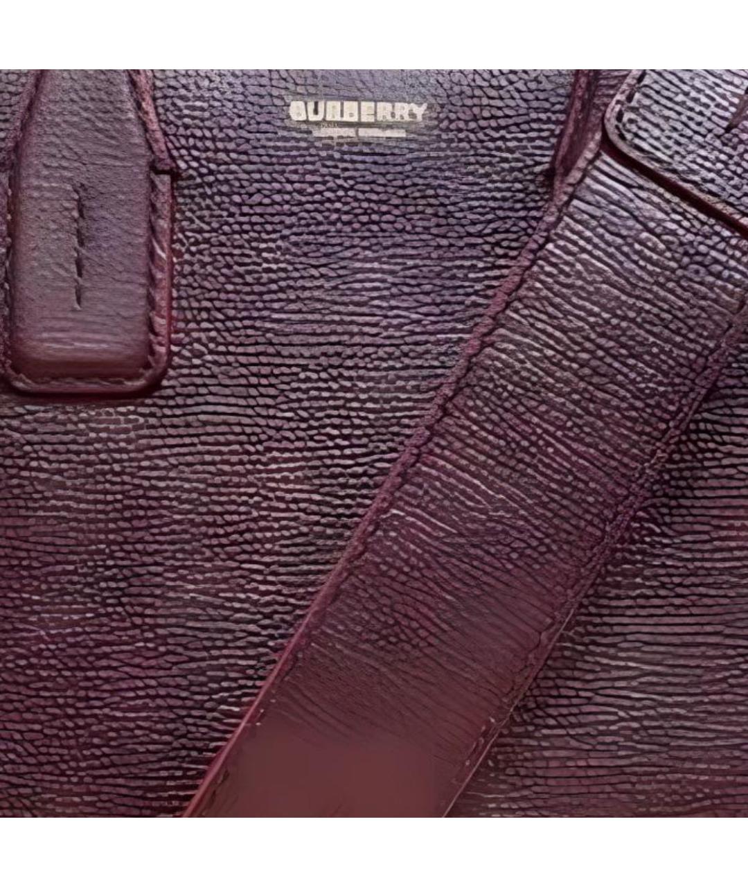 BURBERRY Бордовая кожаная сумка с короткими ручками, фото 2