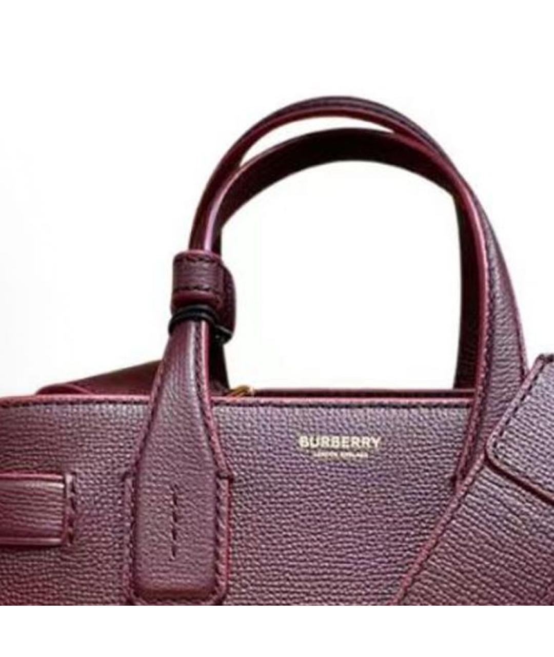 BURBERRY Бордовая кожаная сумка с короткими ручками, фото 3
