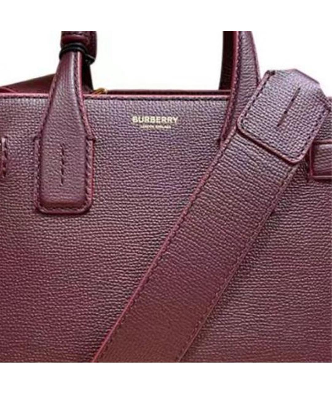 BURBERRY Бордовая кожаная сумка с короткими ручками, фото 4
