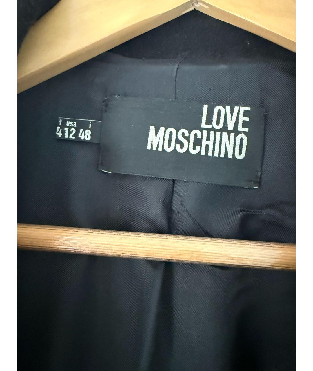 LOVE MOSCHINO Черное шерстяное пальто, фото 3