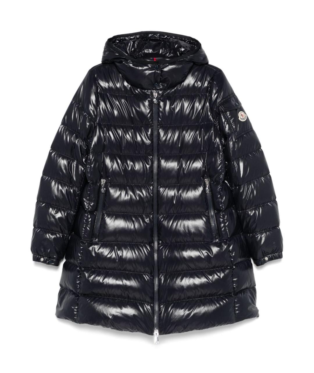 MONCLER Темно-синий полиамидовый пуховик, фото 2