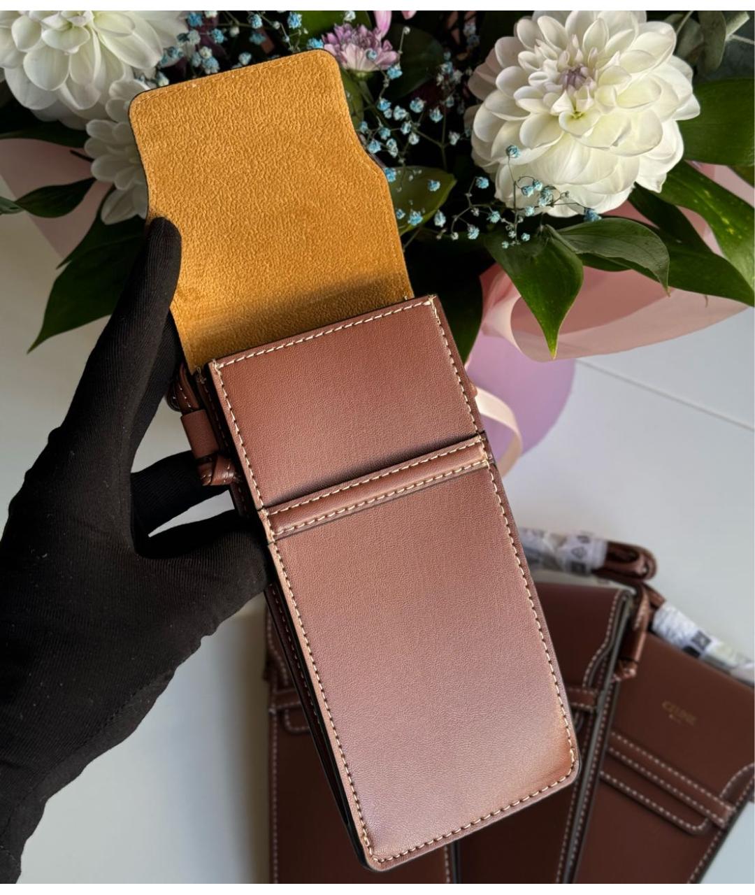 CELINE Коричневая сумка через плечо из искусственной кожи, фото 3
