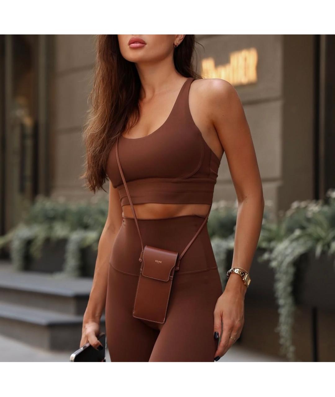 CELINE Коричневая сумка через плечо из искусственной кожи, фото 7
