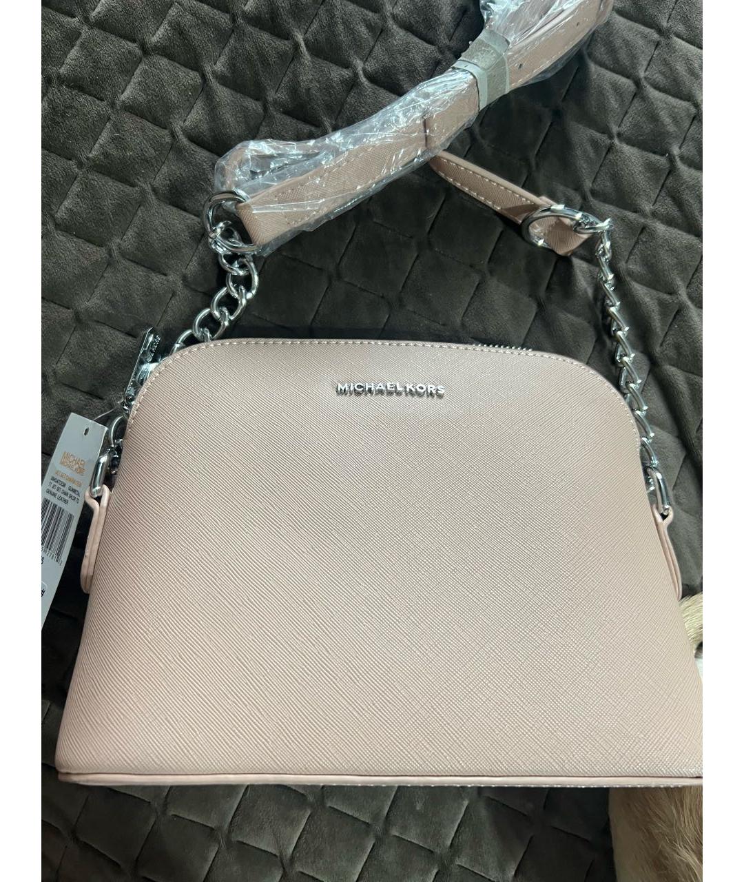MICHAEL KORS Бежевая кожаная сумка через плечо, фото 6