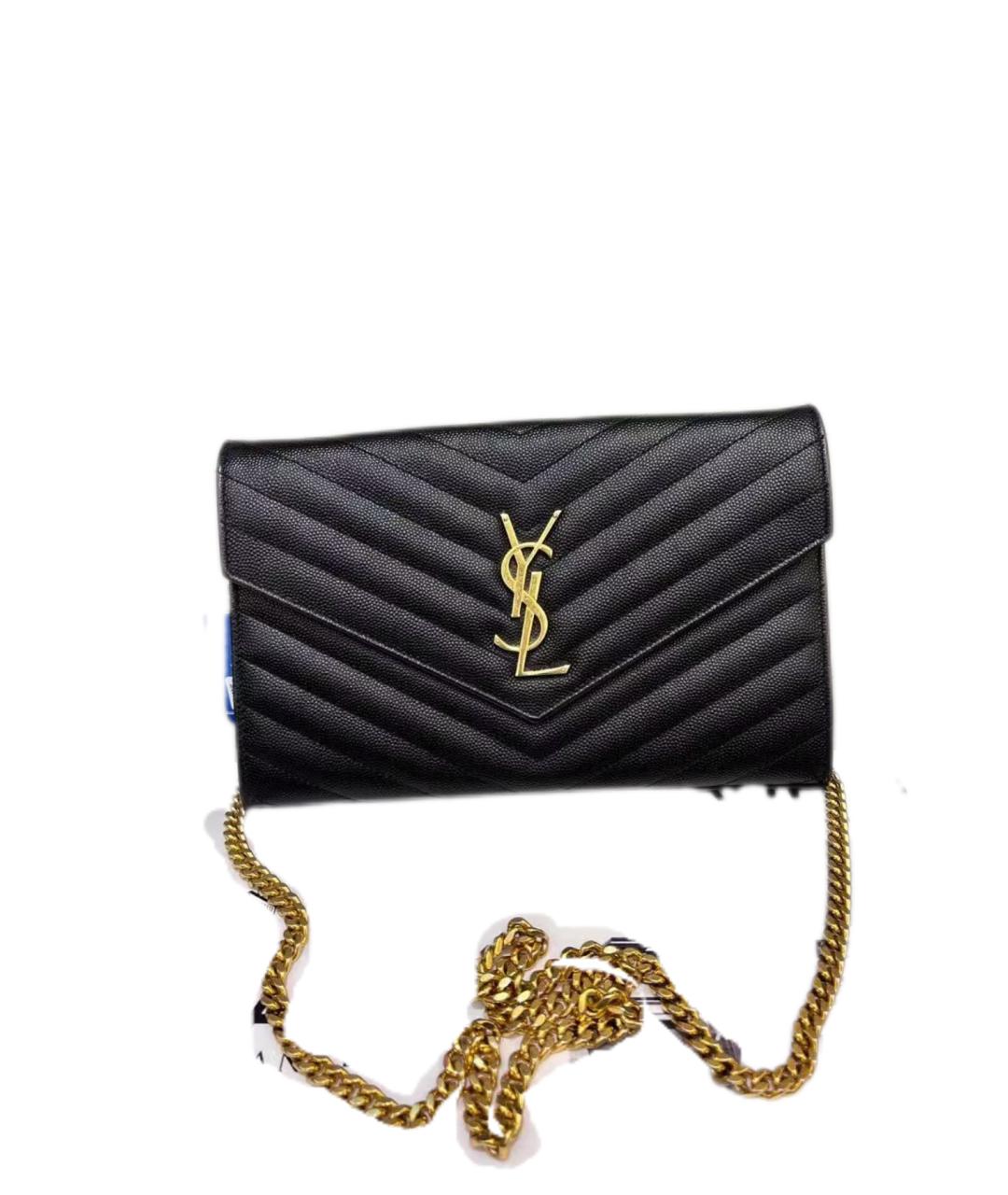 YVES SAINT LAURENT BEAUTY Черная кожаная сумка через плечо, фото 7