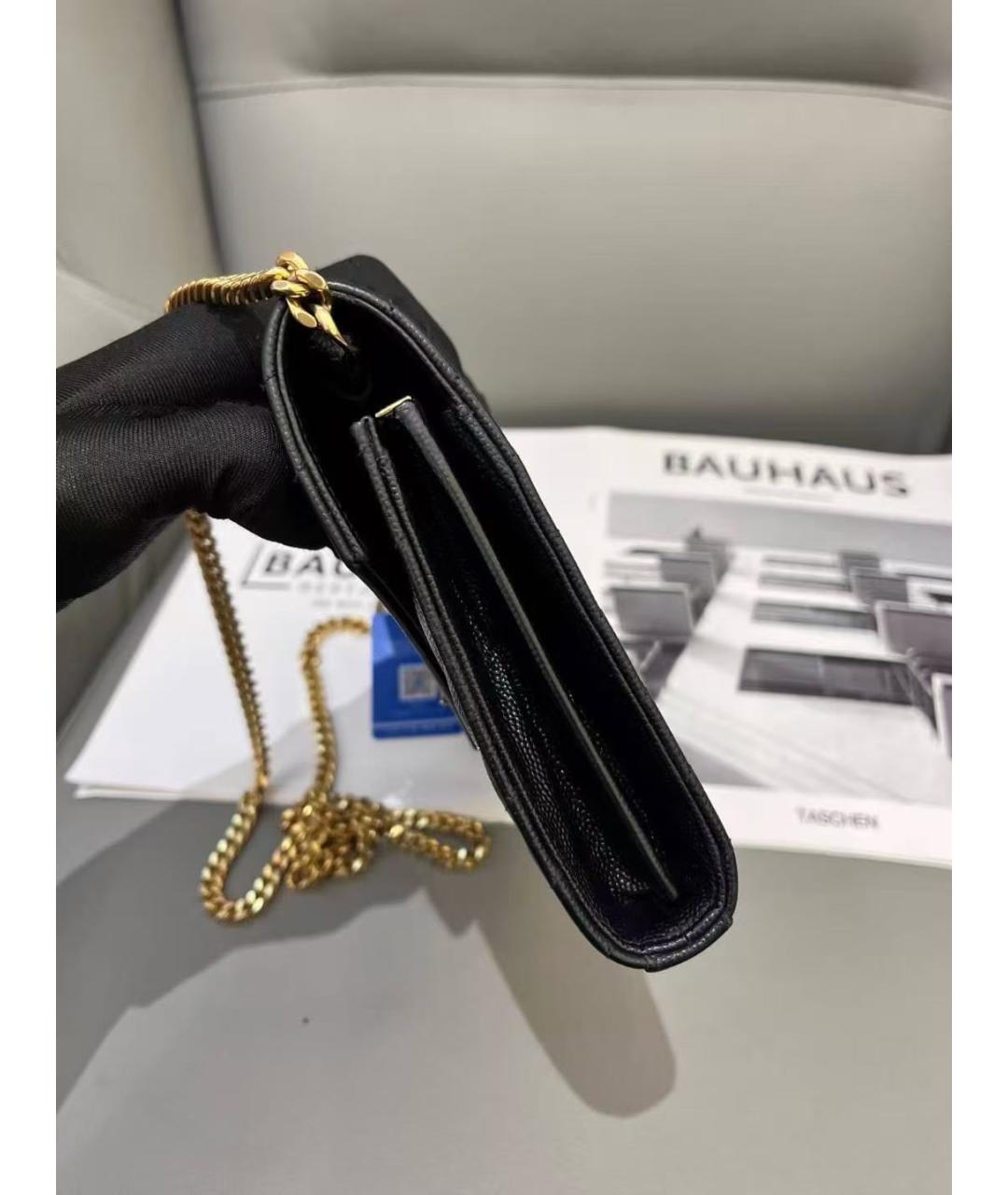 YVES SAINT LAURENT BEAUTY Черная кожаная сумка через плечо, фото 5