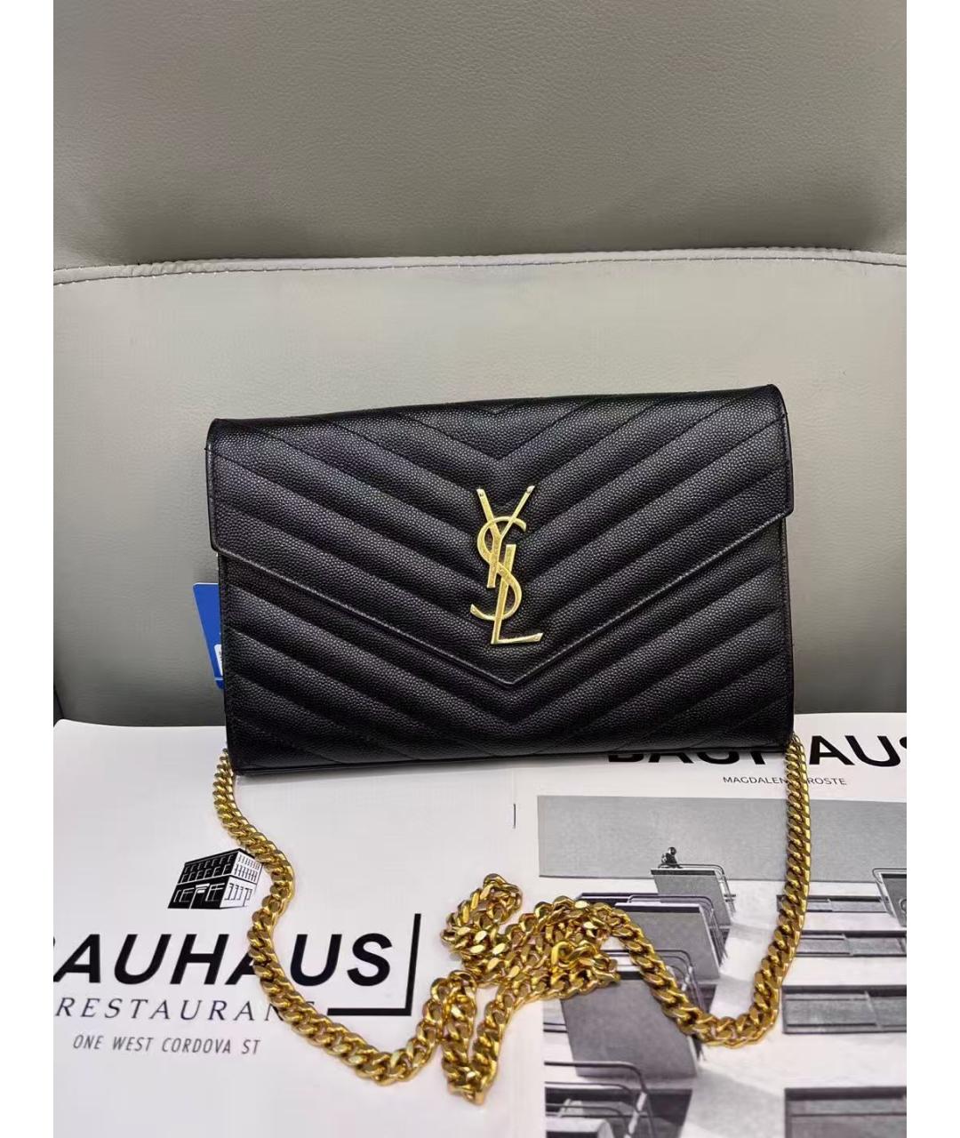 YVES SAINT LAURENT BEAUTY Черная кожаная сумка через плечо, фото 2