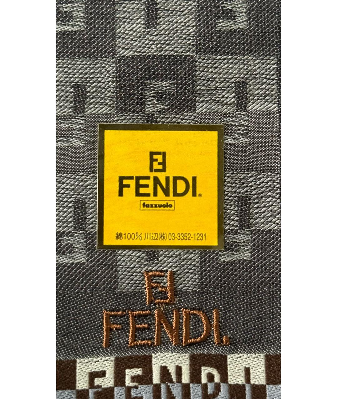 FENDI Серый шелковый шарф, фото 3