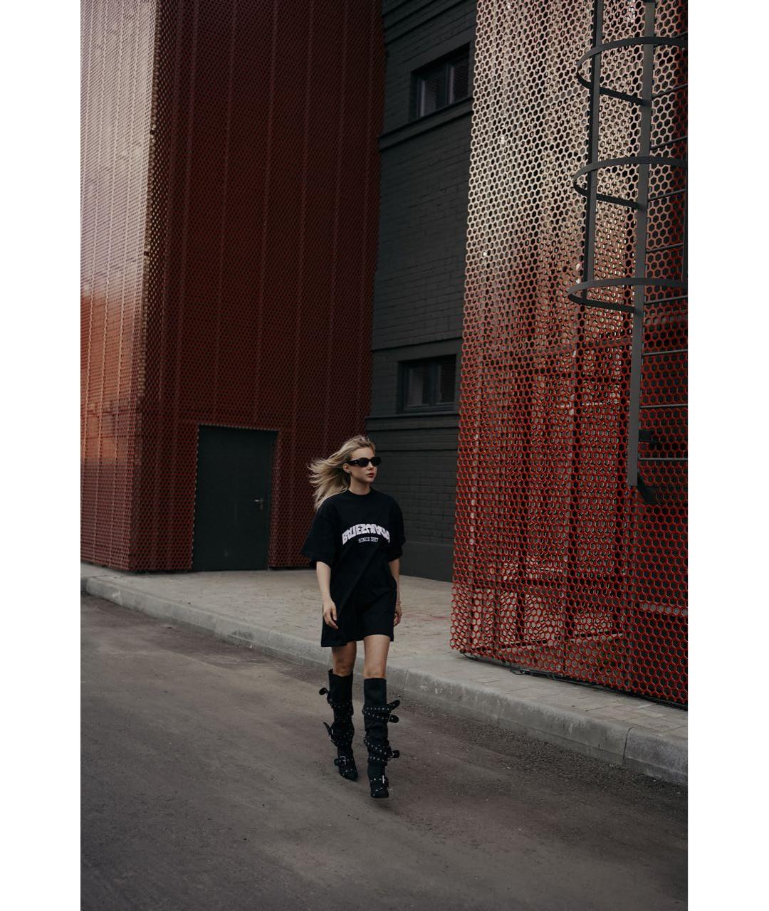BALENCIAGA Черная хлопковая футболка, фото 5