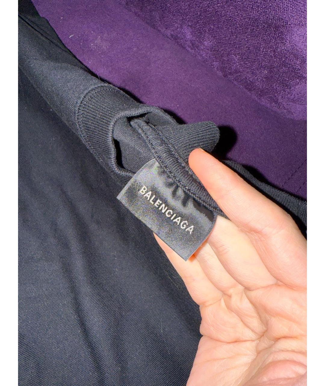 BALENCIAGA Черная хлопковая футболка, фото 2
