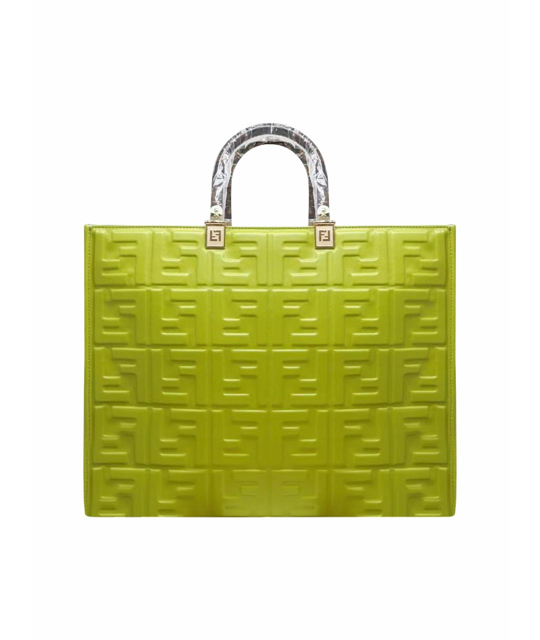 FENDI Зеленая кожаная сумка тоут, фото 1