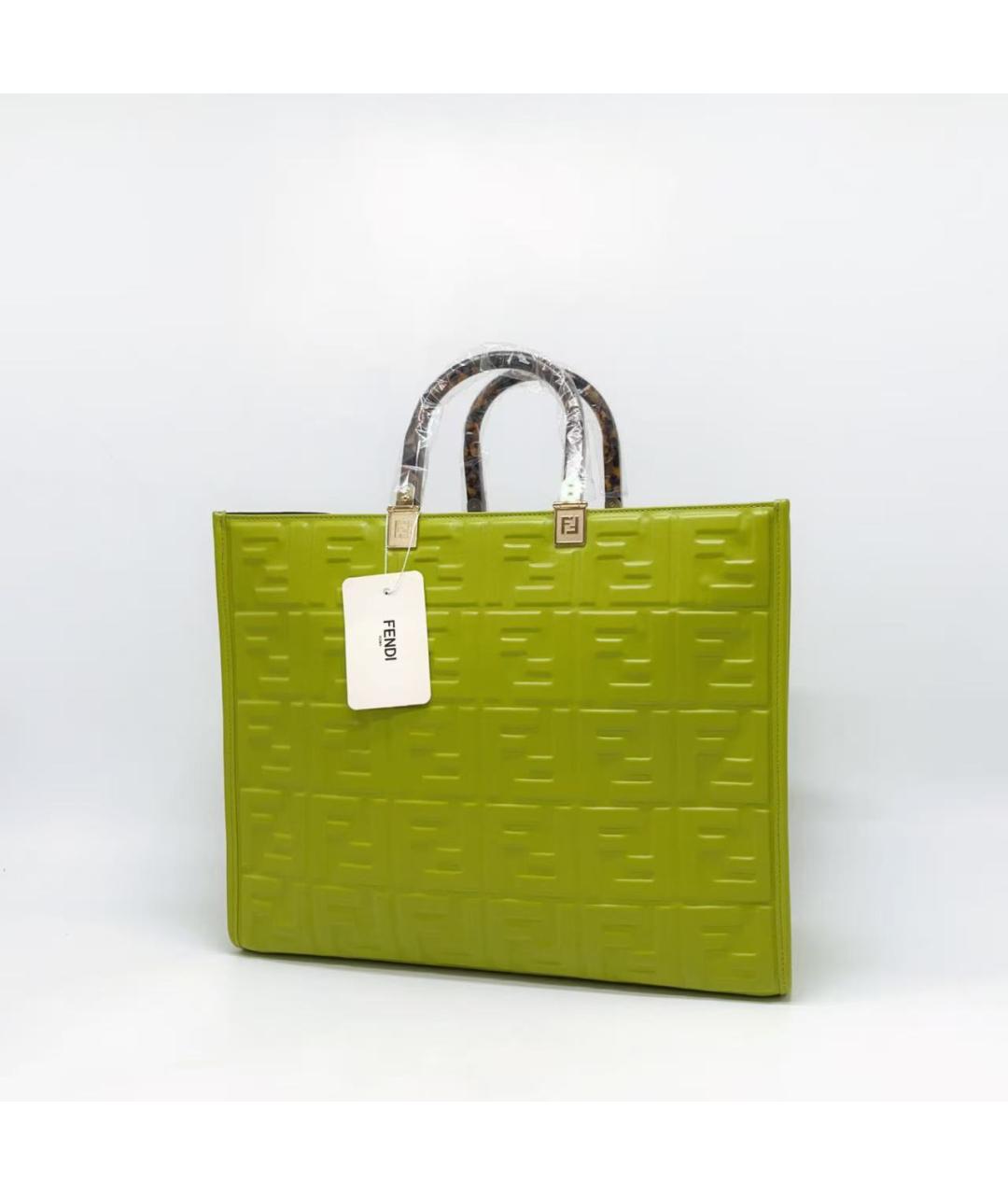 FENDI Зеленая кожаная сумка тоут, фото 4