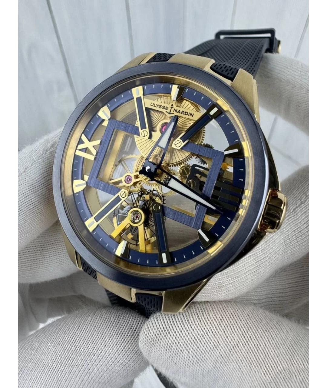 Ulysse Nardin Темно-синие часы из желтого золота, фото 2