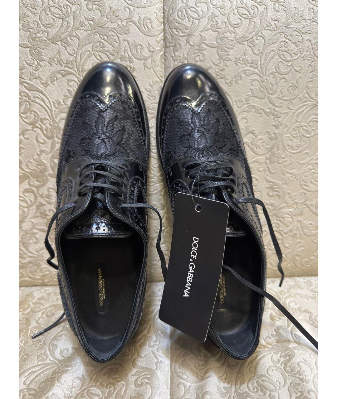 DOLCE&GABBANA Черные кожаные ботинки, фото 3