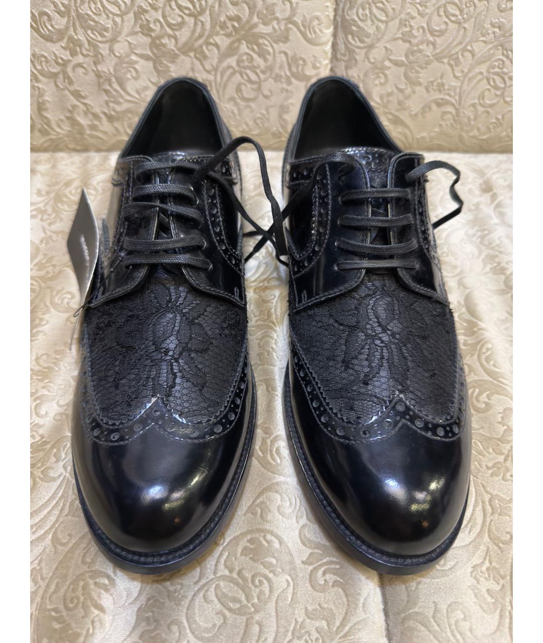 DOLCE&GABBANA Черные кожаные ботинки, фото 2