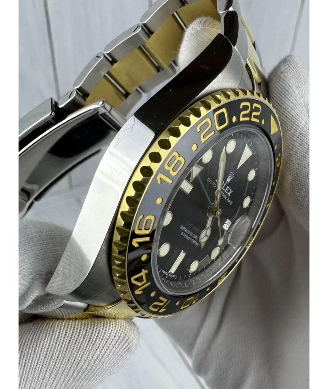 ROLEX Черные часы из желтого золота, фото 3