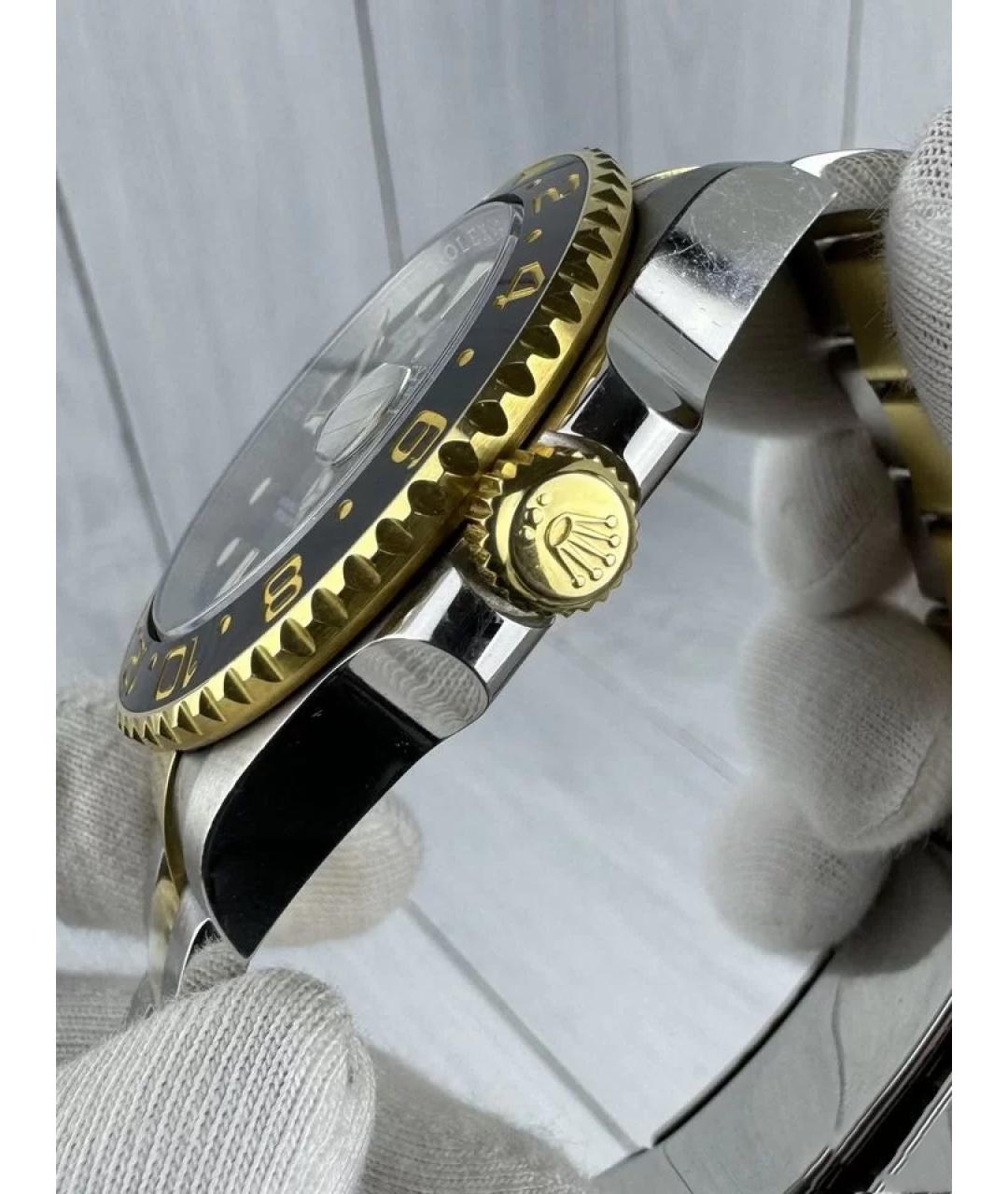 ROLEX Черные часы из желтого золота, фото 4